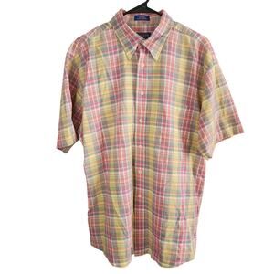 Pendleton Shirt Mens Large Seaside Pastel 100% Cotton Pastel Plaid Y2K Retro